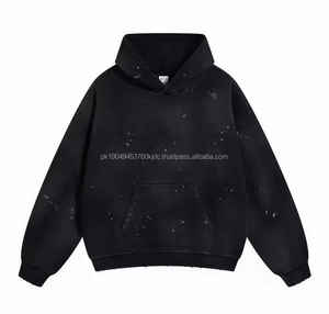 Sweat-shirt à capuche oversize vintage pour homme, lourd, 100% coton molletonné, brodé, sweat-shirts à capuche pour homme - Product Image 6