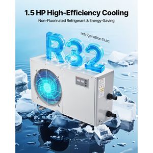 1-1/2 HP Aquatic Water <b>Chiller</b> for 500-Gallon <b>Aquariums</b> Fast Cooling Hydroponics Fish Tank Axolotl Quiet 1-1/2 HP Refrigeration - Product Image 3