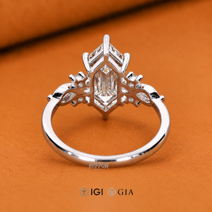 Bague de fiançailles pour femme avec diamant hexagonal allongé de 2 carats, diamant de laboratoire certifié IGI, bague de mariage, diamant unique - Product Image 3