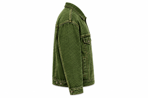 Veste en jean vert olive personnalisée avec logo en strass, veste de mode personnalisée - Product Image 3