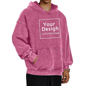 Sweat-shirt polaire pour homme, coupe ample, effet vieilli, délavé à l'acide, avec logo personnalisé sérigraphié, vente en gros - Product Image 4