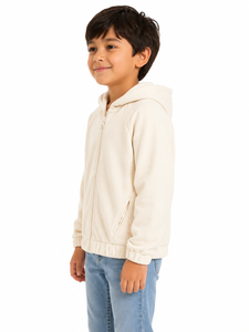 Veste à capuche zippée pour enfants en molleton doux, légère et confortable, avec fermeture éclair intégrale sur le devant - Product Image 2
