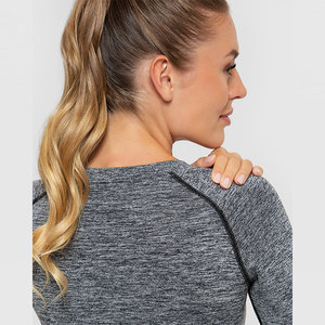 Camiseta Deportiva de Manga Larga para Mujer, con Logotipo Personalizado, 250 g/m², Cuello Redondo, para Entrenamiento en el Gimnasio - Product Image 4