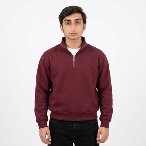Custom Men Quarter Zipper Sweatshirt <b>Warm</b> <b>Fleece</b> Drop Shoulder Loose Fit High Collar Urban Casual Pullover - Product Image 1