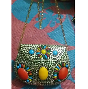 Sac à main artisanal peint à la main en résine style ange avec incrustation de pierres, idéal pour la décoration de mariage et les cadeaux - Product Image 2