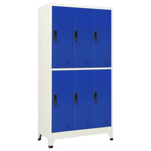 Armoire de rangement moyenne en acier gris et bleu – Polyvalente pour le bureau ou la maison - Product Image 1