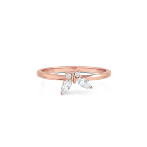 Bague de fiançailles minimaliste en or massif plaqué 14K 18K avec diamants de laboratoire et moissanite, sertie de marquises et de pierres rondes, bague de promesse, bague papillon - Product Image 2