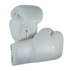 Gants de boxe en cuir blanc à lacets, avec sangle de poignet réglable, pour adultes de 14 ans et plus, unisexe, pour arts martiaux - Product Image 2