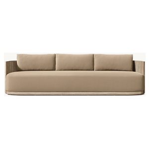 Premium Minimalist Solid Teak Wood Outdoor <b>Sofa</b> Luxury Upholstered Patio Couch Three Seaters Contemporary Lounge Furniture - Product Image 1
