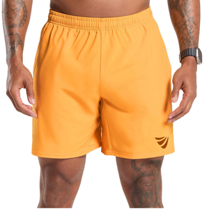 Pantalones cortos deportivos con logotipo personalizado para hombre, venta al por mayor, pantalones cortos deportivos para entrenamiento con dobladillo dividido activo, poliéster elástico transpirable - Product Image 1