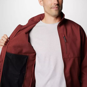 Chaqueta de Forro Polar Roja para Hombre, Cuello Alto, Cierre de Cremallera, Resistente al Viento, Informal, para Otoño, Corte Regular, Color Sólido, Material de Poliéster - Product Image 5