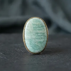 Pendentif vintage en alliage de zinc en forme de crochet avec cabochon à rainure et pierre naturelle sertie, fait main, pour femme - Product Image 1