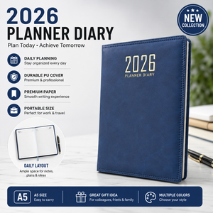 Agenda Ejecutiva 2026 B5 Premium de Cuero PU Gris y Azul, Cosida con Hilo, 192 Páginas, Organizador para el Trabajo y Viajes - Product Image 2