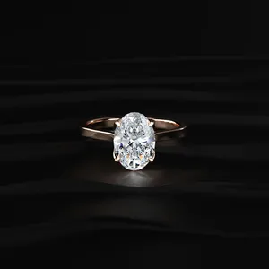 Anillo Solitario Ovalado Hecho a Mano de 1.1 Quilates con Engaste Floral de Catedral, Diamante Cultivado en Laboratorio, Oro Amarillo VVS-VS, Anillos de Diamantes Clásicos y Elegantes - Product Image 1