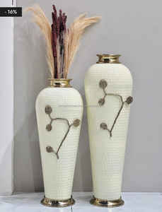 Vase de sol en métal argenté antique au design moderne, élégant vase à fleurs en fer, décoration intérieure, style classique indien de luxe - Product Image 3