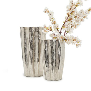 Factory Direct Luxury Set of 2 Silver <b>Tree</b> Trunk Vases Aluminium Metal Decorative for Modern Home Office Decor & <b>Tabletop</b> Vase - Product Image 1