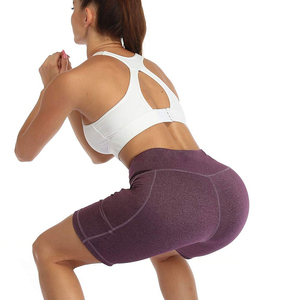 Mid Waist Solid Compression Running Shorts for Women With Side Pockets and <b>Tummy</b> <b>Control</b> Workout Gear Women Gym Shorts - Product Image 4