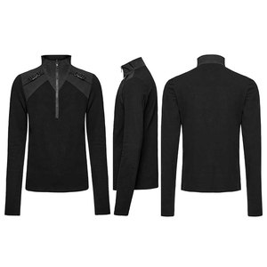 <b>Men's</b> Gothic Long Sleeve Shirt Black Streetwear Top with Windproof Zipped Stand Collar and Shoulder Buckles - Product Image 5
