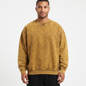 Sweat-shirt surdimensionné en coton délavé à l'acide avec logo personnalisé sur le devant pour homme, épaules tombantes, fourniture OEM ODM - Product Image 4