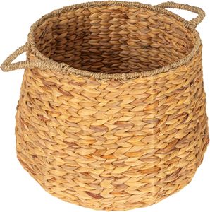 <b>Large</b> Handwoven Water Hyacinth <b>Basket</b> with Handles Round Wicker <b>Storage</b> <b>Basket</b> for Blankets, Toys, Laundry and Home Organization - Product Image 1