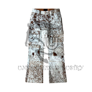 Nuevos Pantalones Cargo de Cuero Vacuno Color Bronceado y Blanco, Estilo Vaquero Occidental, Pantalones de Cuero de Alta Calidad, Proveedor de Pantalones de Cuero Vacuno - Product Image 1