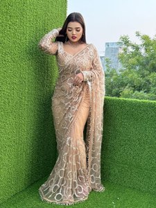 Indian Trending Beautifully Designed Saree Premium Georgette With Digital <b>Print</b> Sequence Work Saree for Party and Wedding Wear - Product Image 1