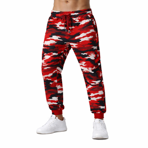 Pantalon de survêtement cargo en coton pour homme, coupe droite, décontracté, camouflage, taille mi-haute, avec cordon de serrage et broderie - Product Image 3