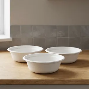 Bol rond jetable moulé en bagasse écologique de 180 ml, conteneur alimentaire biodégradable pour soupes, desserts, collations et traiteur - Product Image 4