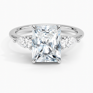 Bague SOJ 09 en argent 925, coupe radiante, ornée de trois diamants Opera, 2 carats, couleur D, VVS1, moissanite certifiée GRA, prix bas - Product Image 1