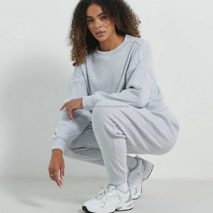 Sudadera de felpa de algodón 100% para mujer, traje liso bordado para invierno, estilo corto con posición de logotipo frontal - Product Image 2