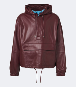 Veste unisexe en cuir véritable de qualité supérieure à capuche et patchwork, style classique décontracté, vêtement d'extérieur automne, élégante et réversible - Product Image 1