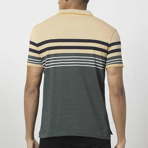 Camiseta Polo para Hombre con Bloques de Color, Manga Corta, Tejido de Punto, Rayas, Corte Regular, Diseño Beige, Gris, Negro y Blanco - Product Image 2
