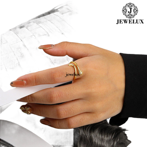 Jewelux Women's Gold Plated Diamond <b>Ring</b> Geometric Design Round Brilliant Cut Prong Setting Everyday Wear - Product Image 1