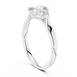 Anillo de Compromiso de Tres Piedras con Moissanita Corte Esmeralda, Plata de Ley 925, Anillo de Boda con Piedra Lateral Trillón para Mujer - Product Image 4