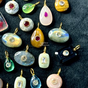 <b>Top</b> Selling Natural Gemstone Pendant with Gemstone Inlay in 925 Sterling Silver Nice Quality Handmade <b>Crystal</b> Charms Mix Stones - Product Image 1