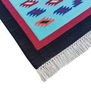 Tapis Dhurrie en coton à tissage plat moderne avec couleur personnalisée et dos antidérapant pour couloir ou espace de méditation série 002 - Product Image 3