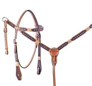 Conjunto de Brida y Silla de Montar Occidental de Cuero Hecho a Mano de Alta Calidad con Cuerda, Halter y Incrustaciones de Cruz Turquesa, Accesorios para Equitación - Product Image 2