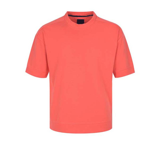 T-shirt pour homme en corail à col rond et manches courtes, coupe classique, couleur unie, tricoté, style décontracté - Product Image 1
