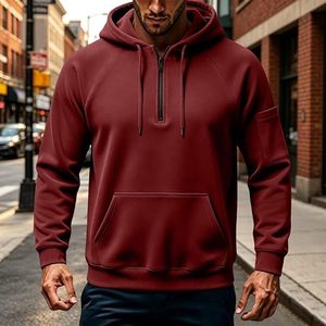 Men's Hooded Pullover <b>Sweatshirt</b> Heart Pattern Fleece Casual Raglan <b>Sleeve</b> Pocket Regular Fit 100% Polyester Quick Dry Winter - Product Image 3
