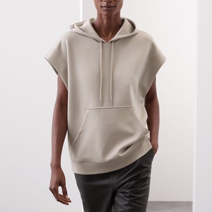 Nouvel Arrivage – Sweat à Capuche Uni avec Cordon de Serrage, Épaules Tombantes, Manches Courtes, Grandes Poches, Style Sport Décontracté Hiver, Logo Frontal - Product Image 6