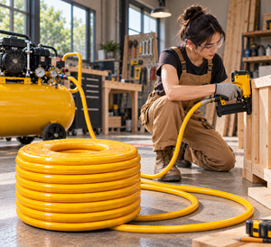 High Pressure Resistant Yellow PVC Hose 100m Industrial Air Compressor Pneumatic Tool Hose Flexible Yellow PVC Pneumatic Hose - Product Image 1
