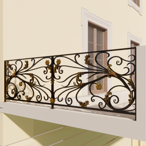 Rampe de balcon moderne en fer forgé avec finition thermolaquée, design personnalisé pour une décoration élégante de balcon extérieur. - Product Image 1