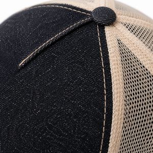 Gorra Trucker de Mezclilla Negra para Hombre con Malla Beige en la Parte Trasera, Ajustable, de 5 Paneles, Estilo Casual, para Primavera/Verano, con Bordado 3D - Product Image 5