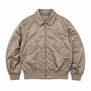 Chaqueta bomber caqui para hombre con cuello vuelto, cortavientos, con cremallera, informal, con bolsillos - Product Image 6