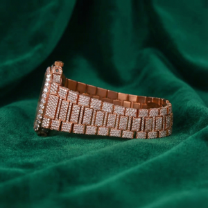 Montre automatique de luxe entièrement sertie de moissanite, or rose, acier inoxydable, saphir, étanche, style diamant, pour homme et femme - Product Image 5