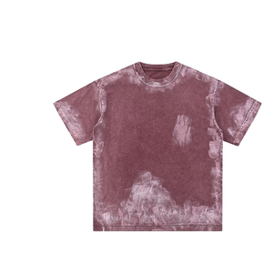 Camiseta de cuello alto para hombre, estilo hip hop, lavado ácido, textura desgastada, efecto blanqueado vintage, oversize, al por mayor - Product Image 5