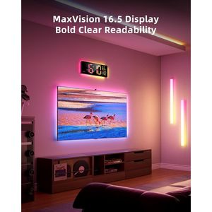 Smart <b>Digital</b> LED <b>Wall</b> <b>Clock</b> 16.5 Inch RGBIC Display App Controlled Multiple DIY Colors Music Sync Large <b>Wall</b> <b>Clock</b> - Product Image 5