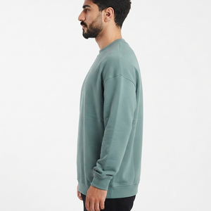 Wholesale OEM Cotton Crew Neck Sweatshirt High Quality Custom Pullover Plain Dyed Solid Mint Green Casual <b>Sweater</b> for Winter - Product Image 5
