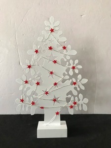 Sapin de Noël blanc pliable en métal pour table, décoration intérieure légère - Product Image 1