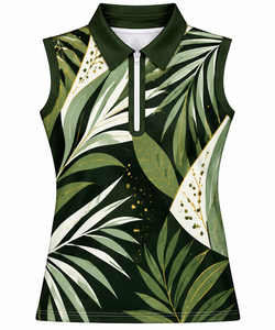 Polo sin Mangas para Mujer, Personalizado OEM, 100% Poliéster, Tejido Transpirable, Estilo Casual para Golf, Cierre con Botones - Product Image 1